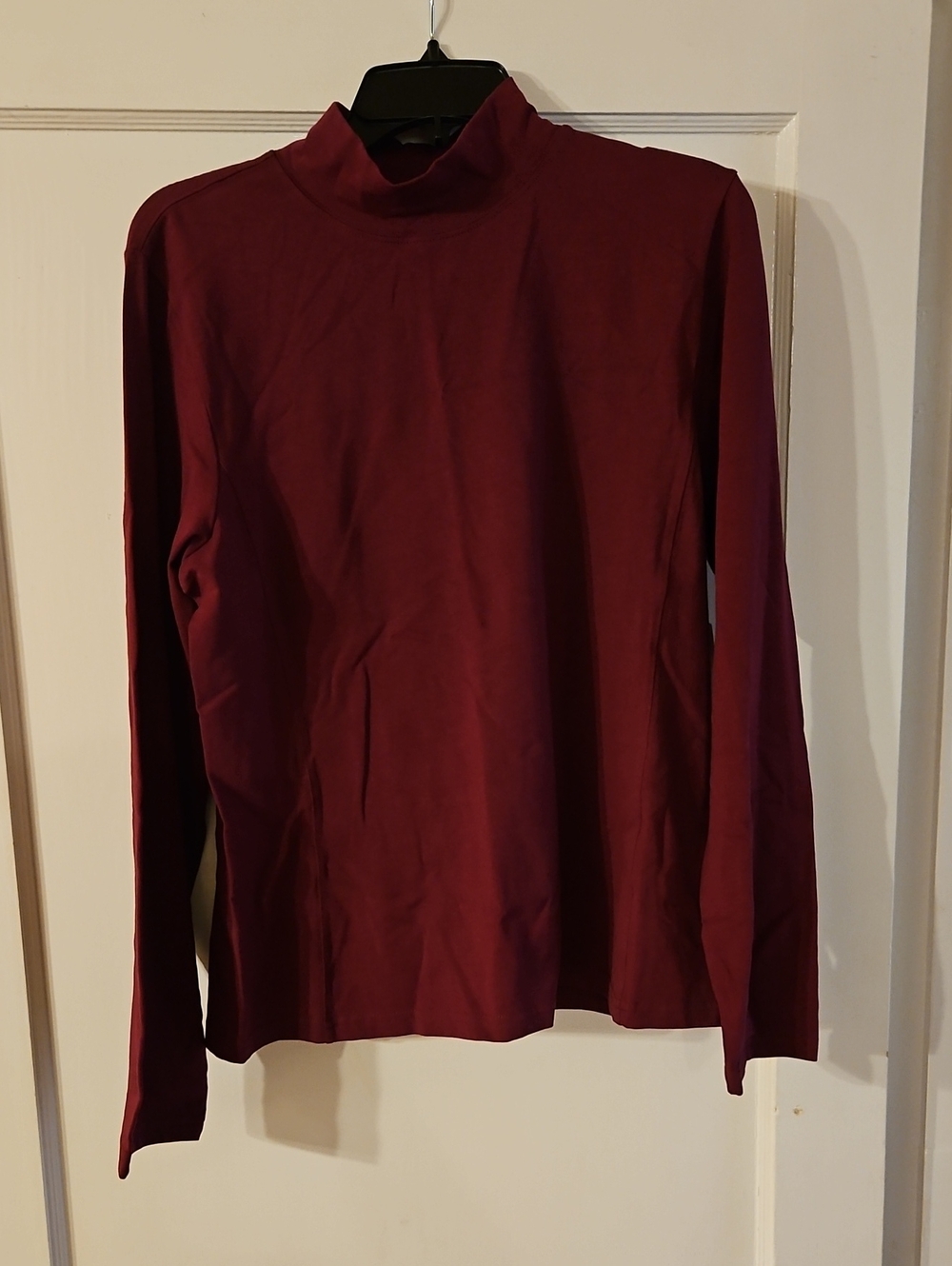 Women's Long-Sleeve Mock Neck Top in Maroon